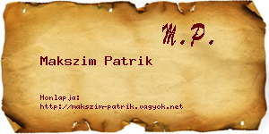 Makszim Patrik névjegykártya
