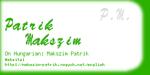 patrik makszim business card